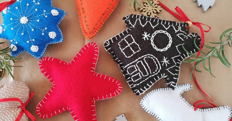 Handmade Christmas decorations from felt fabric