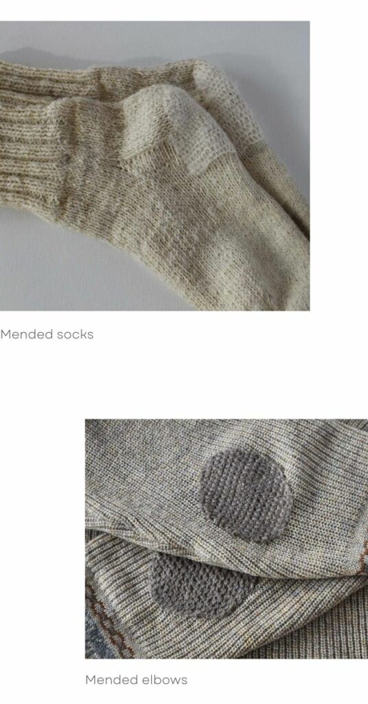 Maschenware mit Scotch-Stopfstich geflickt