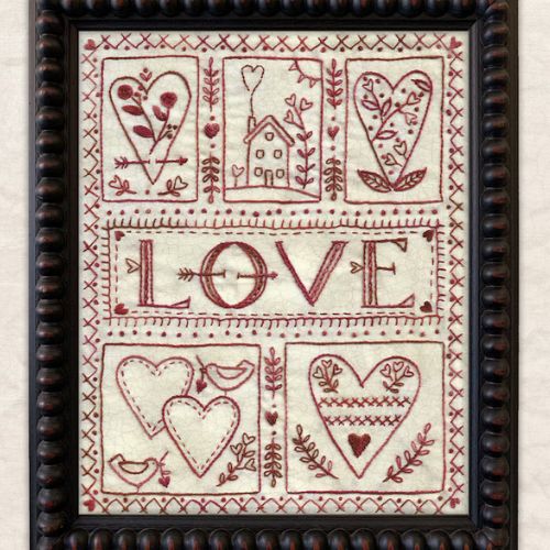 Love Sampler Redwork pattern on Etsy