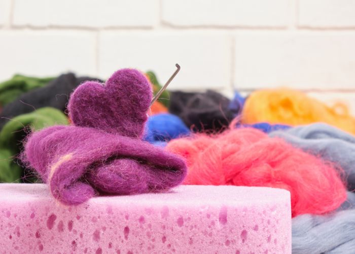 Needle felting tools: visible Mending knitwear