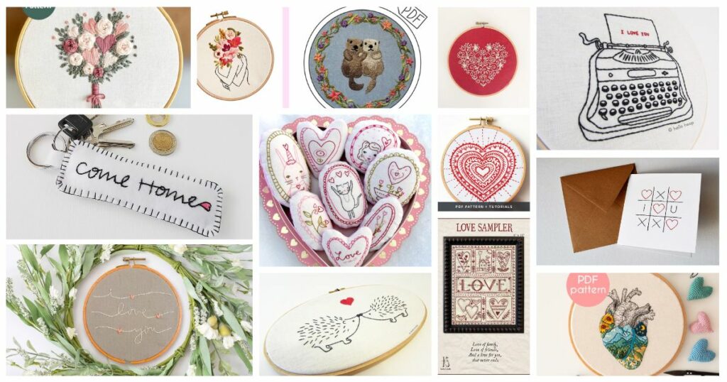 Motifs de broderie de la Saint-Valentin
