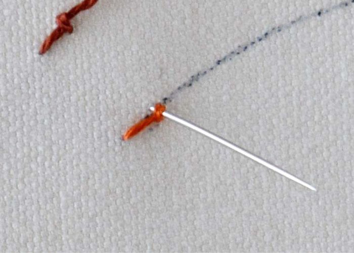 Coral stitch embroidery step 3