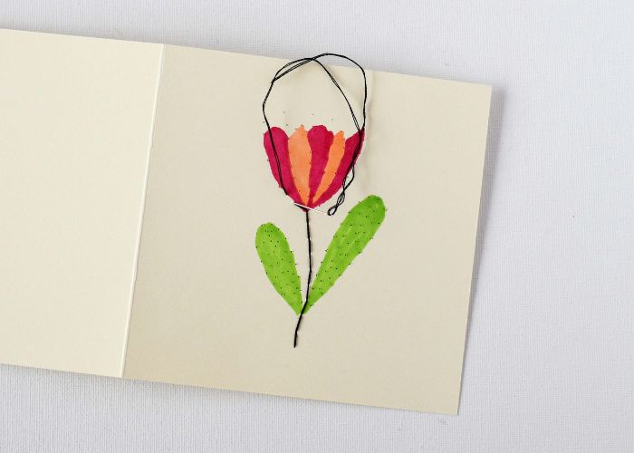 Bordado sobre papel con pespunte