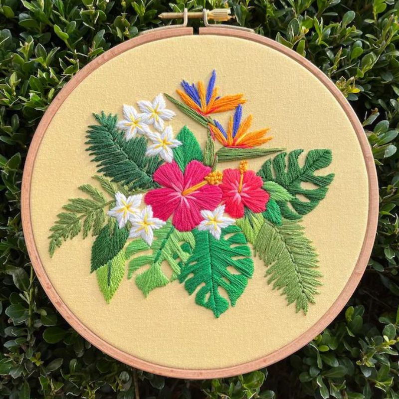 Bouquet tropical - motif PDF de broderie avancée par Beks Stitches