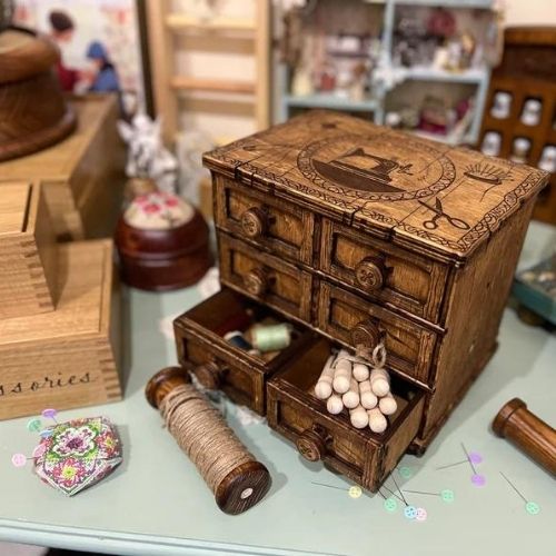 Wooden chest of drawers for floss on Etsy
