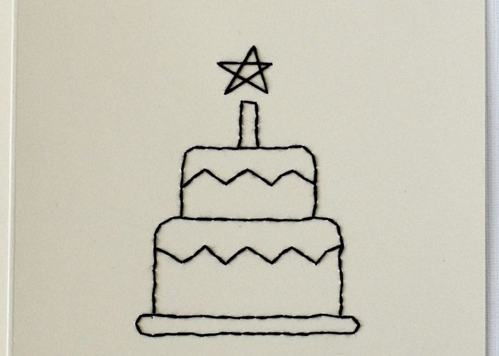 Gewebte Sternstich-Stickerei auf Geburtstagskarte