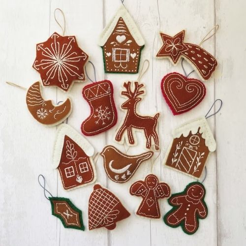 Lebkuchen Weihnachtsdekorationen - PDF Stickanleitung von StitchdoodlesDesign auf Etsy