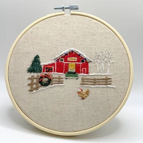 Winter Barn for Christmas - Stickanleitung für Anfänger von VickiNStitches auf Etsy