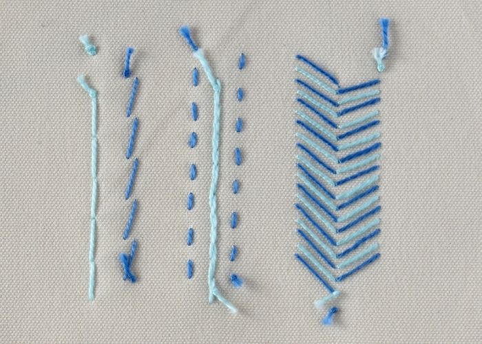 Broderie bicolore Fly Stitch verso