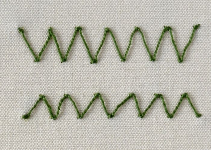 Zig Zag Coral Stitch ricamo due linee