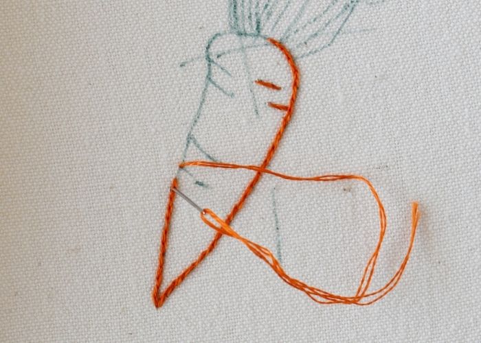 Carrot 1- veggie embroidery tutorial