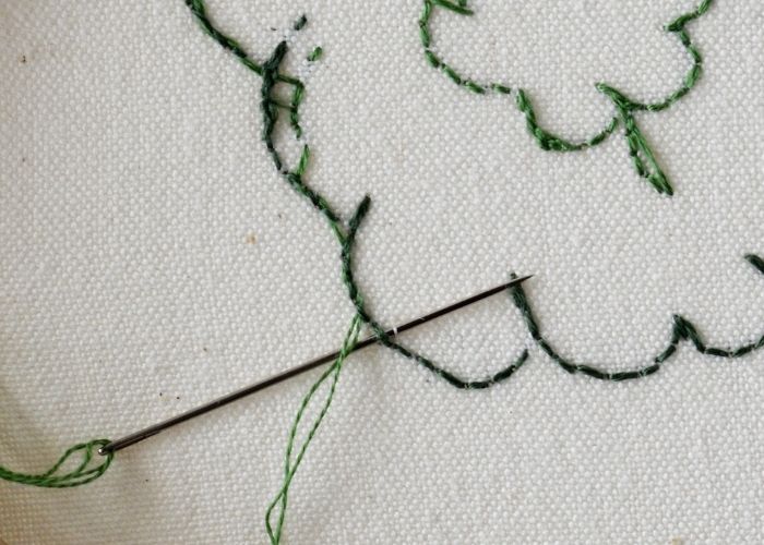 Reverse side of veggie embroidery