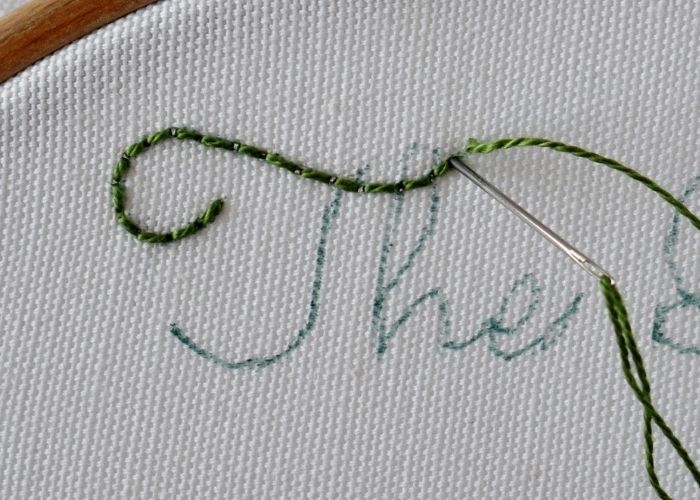 The - hand embroidering lettering step 1 image