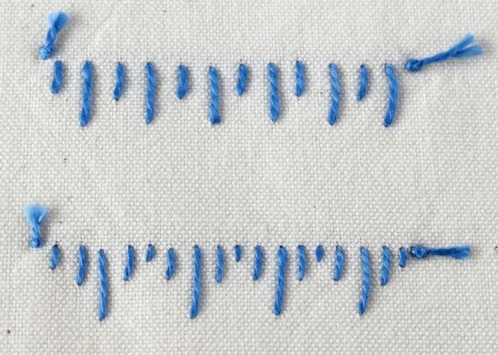 Long and Short Blanket Stitch embroidery sampler reverse side image